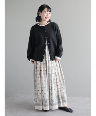 CRAFT STANDARD BOUTIQUE パネル柄マキシギャザースカート Light Beige