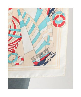 UNBILLION kakatoo ヨット柄シルクミニスカーフ ベージュ