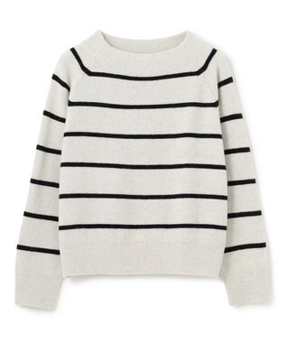 UNFILO カシミヤブレンド オフネックニット グレーボーダー