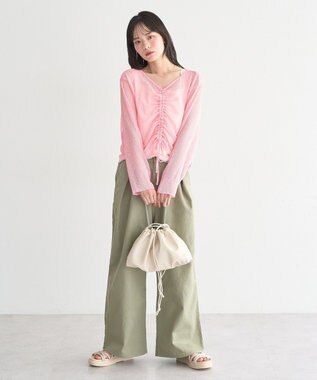 earth music&ecology フロントドロストシアープルオーバー Pink