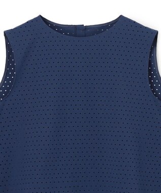 UNFILO L 【セットアップ着用可】FINE MOVE パンチング ドットブラウス ダークブルー