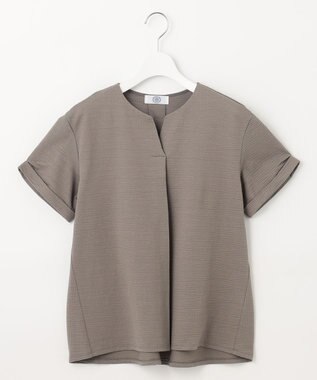 J.PRESS LADIES L 【WEB限定カラーあり・抗菌消臭・吸水速乾】サッカージャージー キーネック カットソー ブラウン系