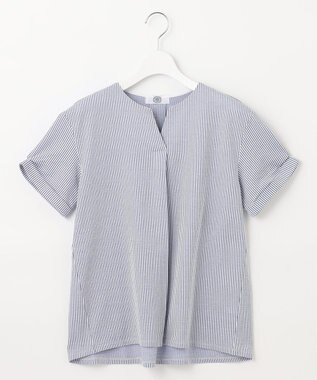 J.PRESS LADIES L 【WEB限定カラーあり・抗菌消臭・吸水速乾】サッカージャージー キーネック カットソー ブルー系1