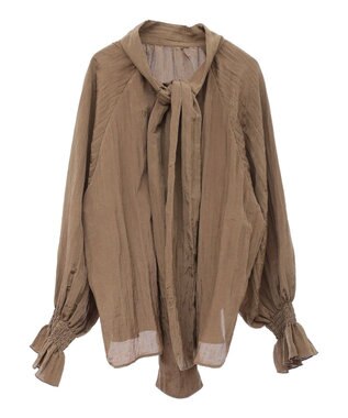 Green Parks ボウタイリボンブラウス Brown