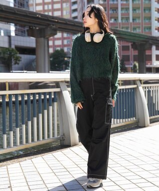 WEGO 【ユニセックス着用ITEM/SMLサイズ展開】ワイドカーゴパンツ ブラックその他