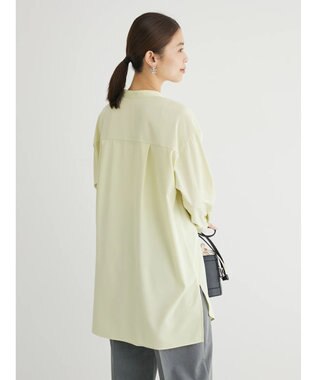 Green Parks イージーケア　比翼ボタンチュニック Lime Green