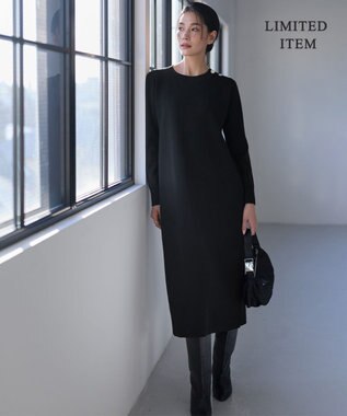 ICB 【WEB限定】 ウールブレンドダブルフェイス ニットワンピース ブラック