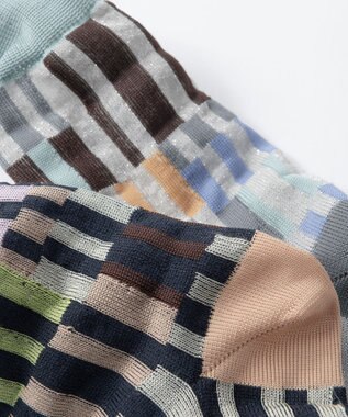 TRICOTE ランダムストライプパッチソックス 95GRAY