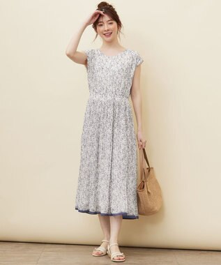 ANY SIS 【洗える】フラワープリーツ ワンピース アイボリー系