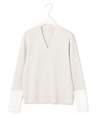 ICB 【WEB限定カラーあり・洗える】 シンセティックフルニードル Vネックプルオーバー トープ×オフホワイト系