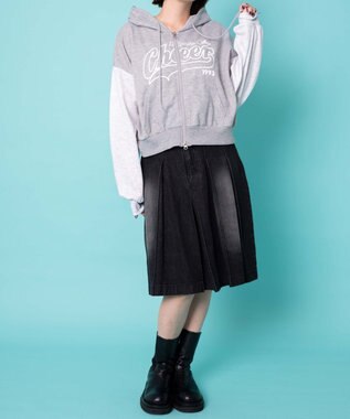 WEGO チアロゴWジップパーカー グレー