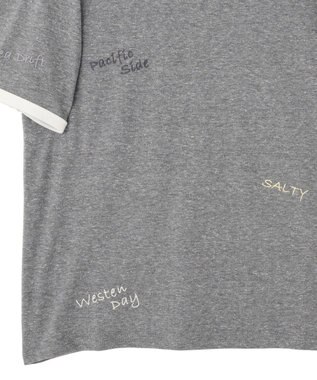 AMERICAN HOLIC ランダムロゴ刺繍リンガーTシャツ Charcoal Gray