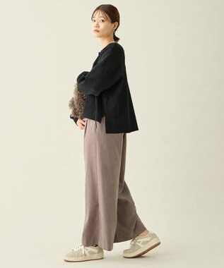 ANY スウェットライクニットカーディガン ブラック