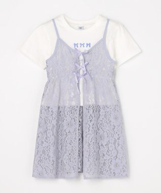 ANY KIDS 【2点セット】Tシャツ×レース キャミソールチュニック ホワイト