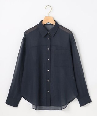 組曲 【先行予約】エアリーボイルシアー シャツ ネイビー系