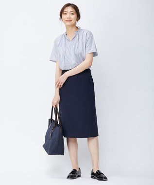 J.PRESS LADIES L 【洗える・撥水・防汚】コットンFITTYシャーク スカート ネイビー系