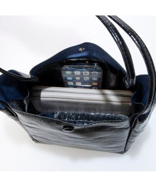 UNBILLION カシュカシュ cachecache / クラッシュメタリックワンハンドルミニトート ブラック