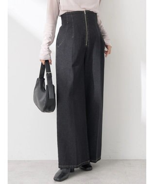 earth music&ecology フロントジップデニムパンツ Black