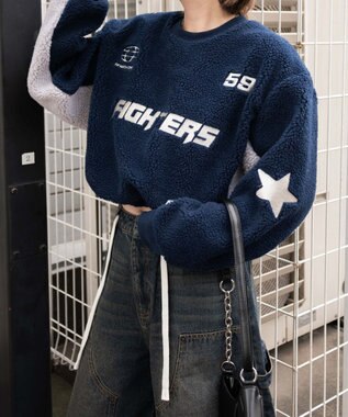 WEGO スポーツグラフィックボアショートプルオーバー ネイビー