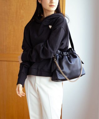 組曲 ギャザーワンショルダーハンドバッグ ブラック系