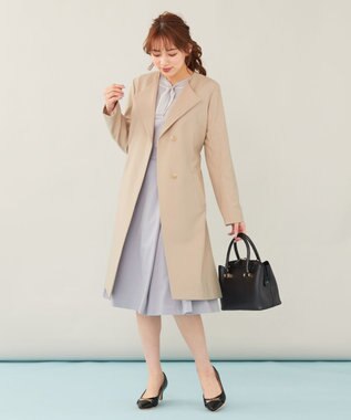 ANY SIS ノーカラーライトテロンチ コート ベージュ