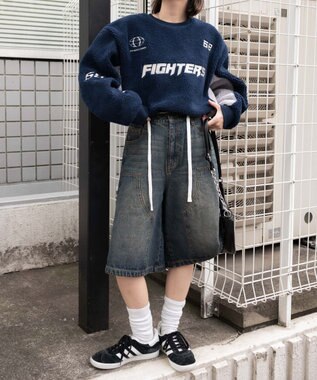 WEGO スポーツグラフィックボアショートプルオーバー ネイビー