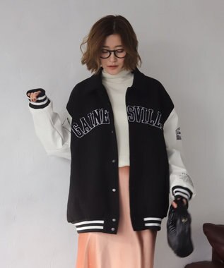 WEGO 【25年秋冬新作/ユニセックス着用ITEM/SMLサイズ展開】メルトンワッペンスタジャン ブラック