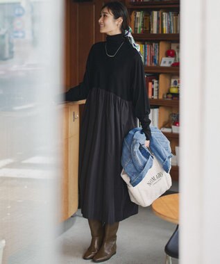 洗える】ギャザーコンビ ニットワンピース / 23区 | ファッション通販