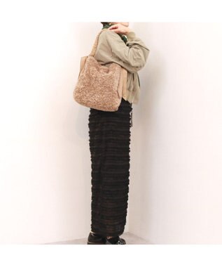 UNBILLION カシュカシュ cachecache / 下がりグログランボアトートバッグ ブラウン