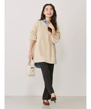 AMERICAN HOLIC クルーネック編み違いニットチュニック Light Beige