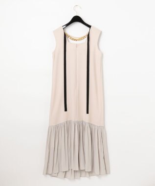 GRACE CONTINENTAL ネックレス付ティアードドレス ベージュ
