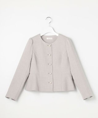 Feroux 【先行予約】パール釦ペプラムジャケット×スカート セットアップ ライトグレー系