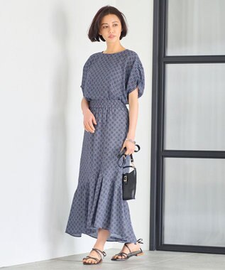 自由区 【洗える・XSサイズあり】アラベスクプリント ブラウス ブーケンビリア