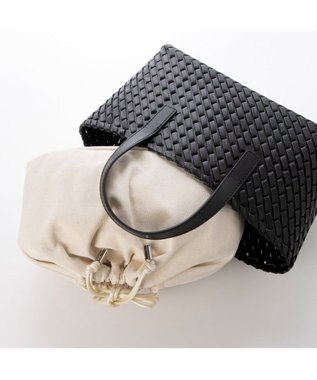 UNBILLION カシュカシュ cachecache / コードかがり横長トートバッグ ブラック