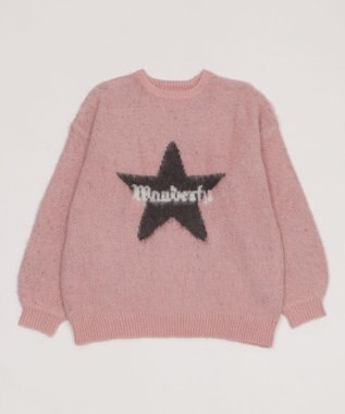 WEGO シャギーグラフィックニットBIGプルオーバー 柄1