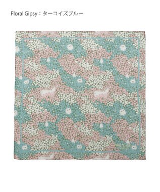 MOONBAT 【WEB限定】PAUL & JOE ACCESSOIRES シルクシフォンスカーフ 58×58cm ターコイズブルー(Hide and seek in the flowers)