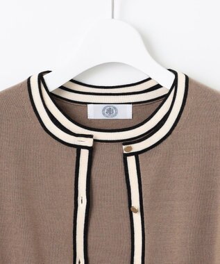 J.PRESS LADIES L 【洗える】トリムツイン ニット モカ系