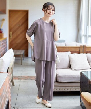 Tiaclasse 【サラごこち】ラウンドヘムチュニック ピンクモカ