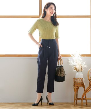 Tiaclasse 【洗える】幅広く活躍が期待できるドロストパンツ ネイビー