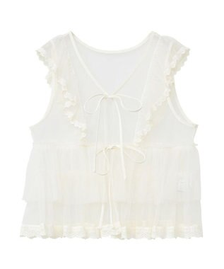 Green Parks ・ＥＬＥＮＣＡＲＥ　ＤＵＥ　チュールラッフルベスト Ivory