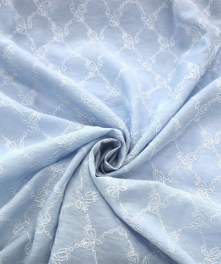 Tiaclasse 【洗える】配色刺繍レースワンピース サックス×ネイビー