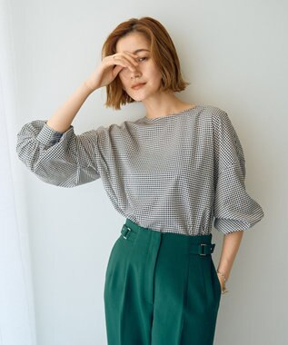 YECCA VECCA 2wayボリューム袖ブラウス Hounds Tooth