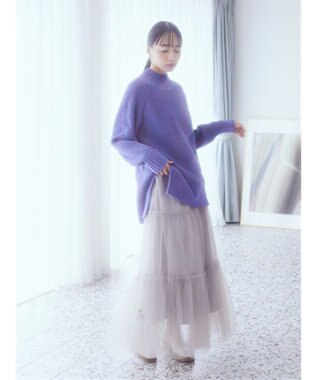 earth music&ecology マットベロアモールチュニック Blue