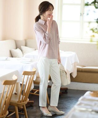 ANY SIS 【UVケア】イージーケアストライプ シャツ ピンクストライプ