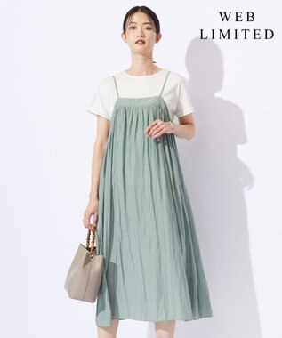 J.PRESS LADIES 【WEB限定・洗える】キャミワンピース カットソー ツインセット ライトグリーン系