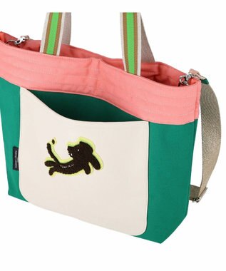 tsumori chisato CARRY キラミックスコンビ トートバッグ 2wayショルダー A4収納 ネコ グリーン