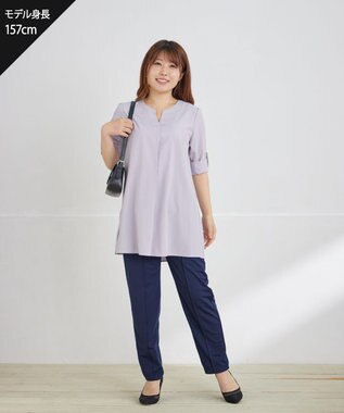 Tiaclasse 【洗える・接触冷感・紫外線ケア・サラごこち】選べるパンツ(テーパード/ワイド） ネイビー：テーパード