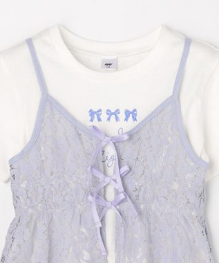 ANY KIDS 【2点セット】Tシャツ×レース キャミソールチュニック ホワイト