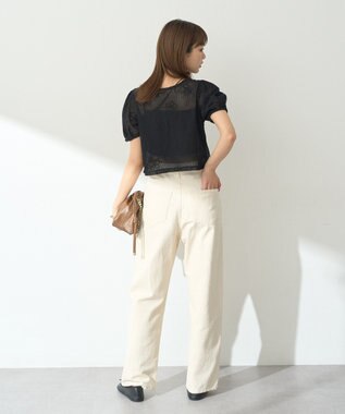 earth music&ecology フラワーコード刺繍カーディガン Black