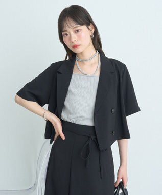 earth music&ecology ショートテーラードジャケット Black